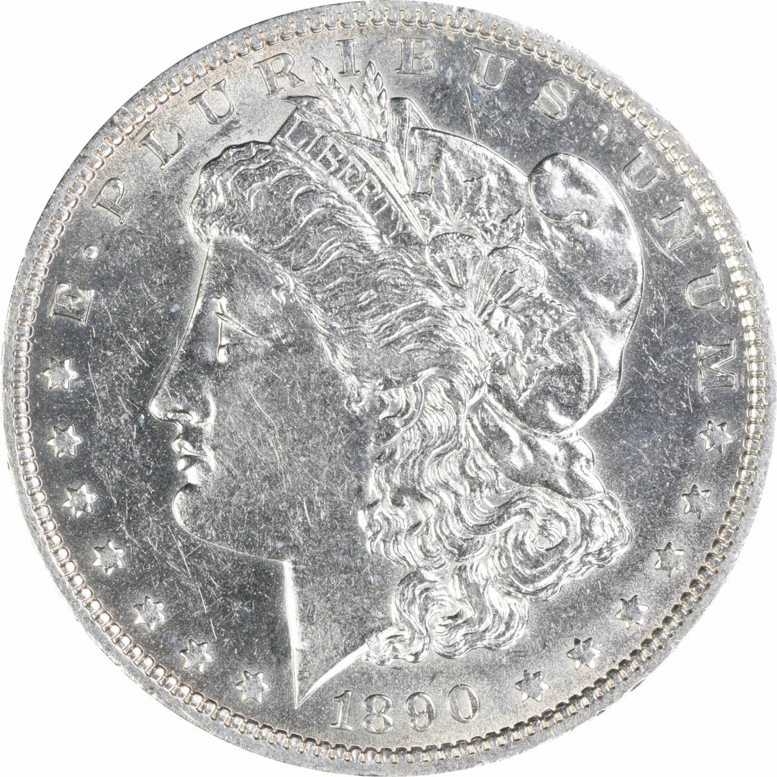 1890 O $1 Morgan Dollar Silver AU Uncertified: 1890 O $1 Morgan Dollar Silver AU Uncertified 1890-O Morgan Silver Dollar in AU slider grade. This uncertified coin is composed of silver and is listed as circulated, with pre-owned condition. Specifi