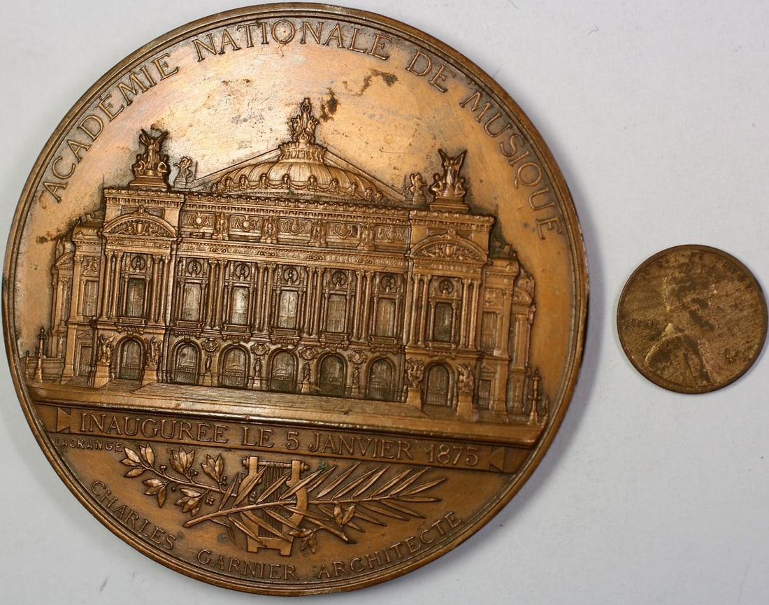 French Bronze Medal 1875 Academie Nationale De Musique Large Commemorative (1 of 2)