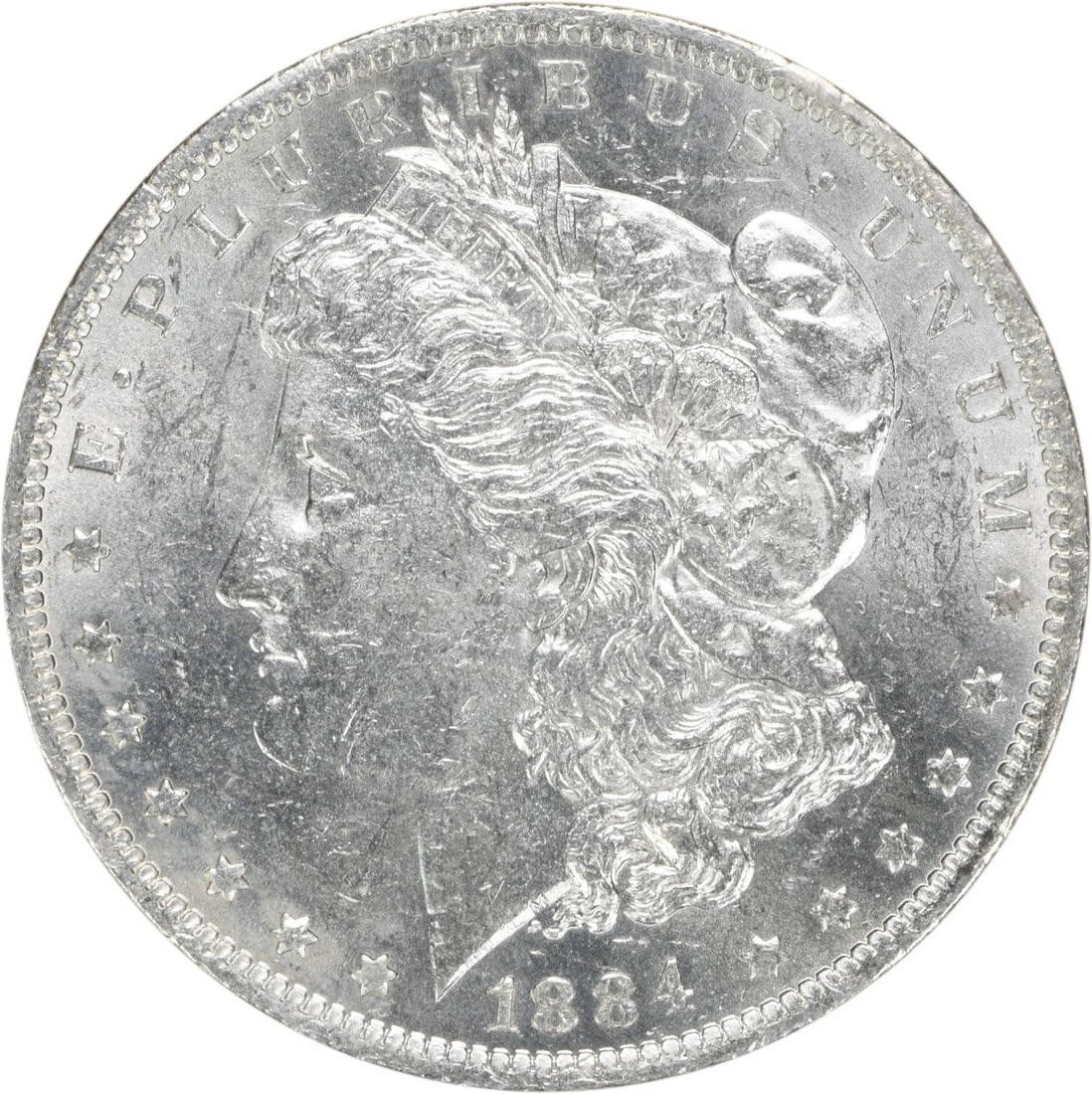 Uncirculated 1884-O Silver Morgan Dollar Brilliant Uncertified US Coin: Uncirculated 1884-O Silver Morgan Dollar Brilliant Uncertified US Coin This 1884-O Morgan Silver Dollar is an uncirculated coin featuring brilliant uncirculated (BU) quality. Struck at the New Orleans