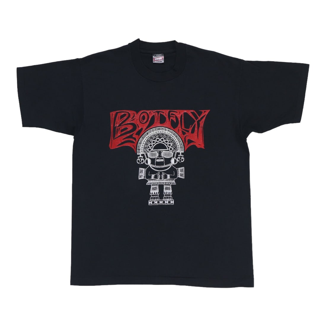 Vintage 1996 Botfly Black Peruvian Tour Graphic Shirt Size Large (1 of 5)