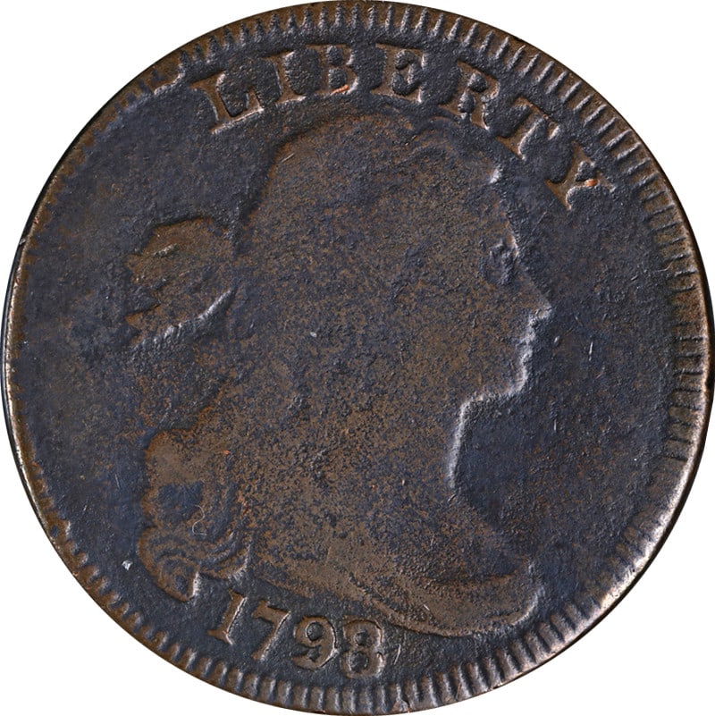 Copper 1798 Draped Bust Large Cent VG Details S-151 (1 of 2)