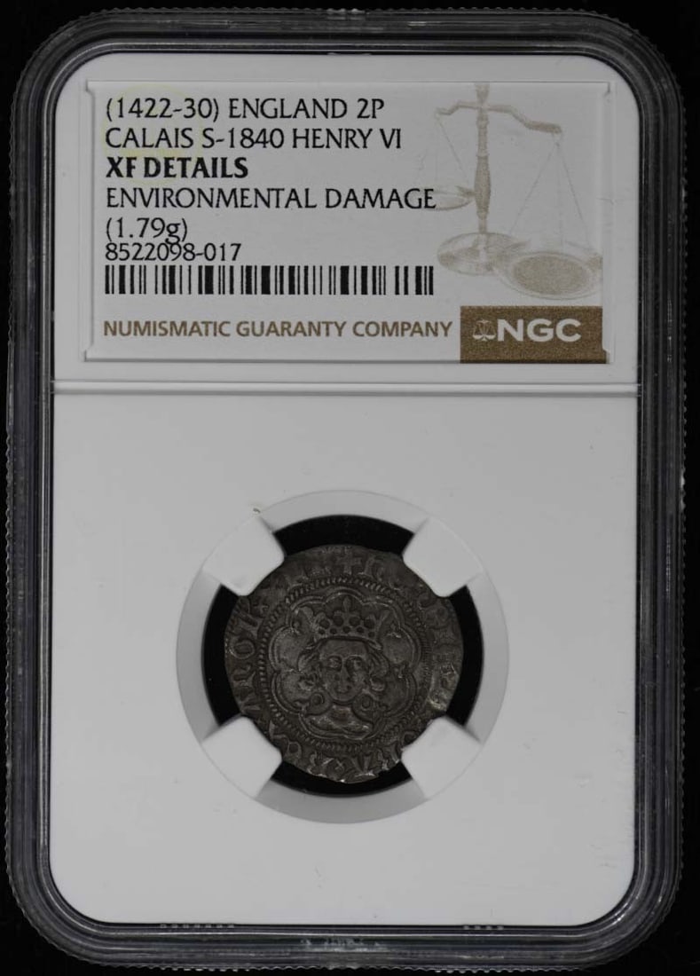 England Calais Henry VI 2P NGC XF Details (1 of 2)
