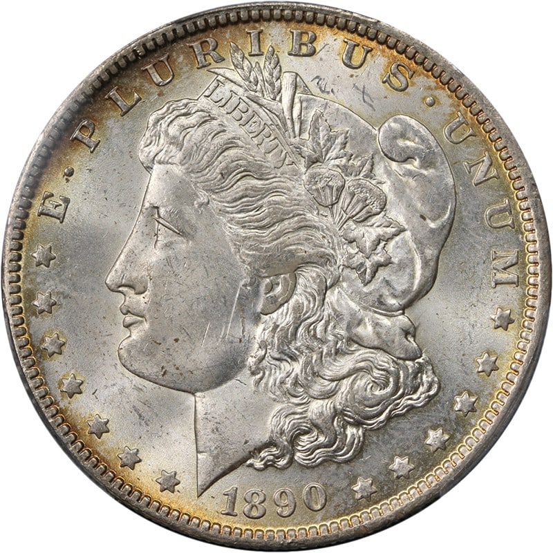 PCGS MS63 1890 O Morgan Silver Dollar Uncirculated: PCGS MS63 1890 O Morgan Silver Dollar Uncirculated Original 1890-O Morgan Silver Dollar graded PCGS MS63. This uncirculated silver coin is described as original and undipped, with nice eye appeal, nic