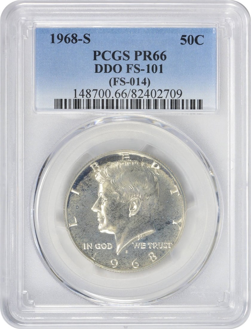 1968-S Kennedy Half Dollar Proof PR66 PCGS 40% Silver DDO: 1968-S Kennedy Half Dollar Proof PR66 PCGS 40% Silver DDO This 1968-S Kennedy Silver Clad Half Dollar is a stunning piece for collectors. Certified by PCGS with a grade of PR66, this coin features a p