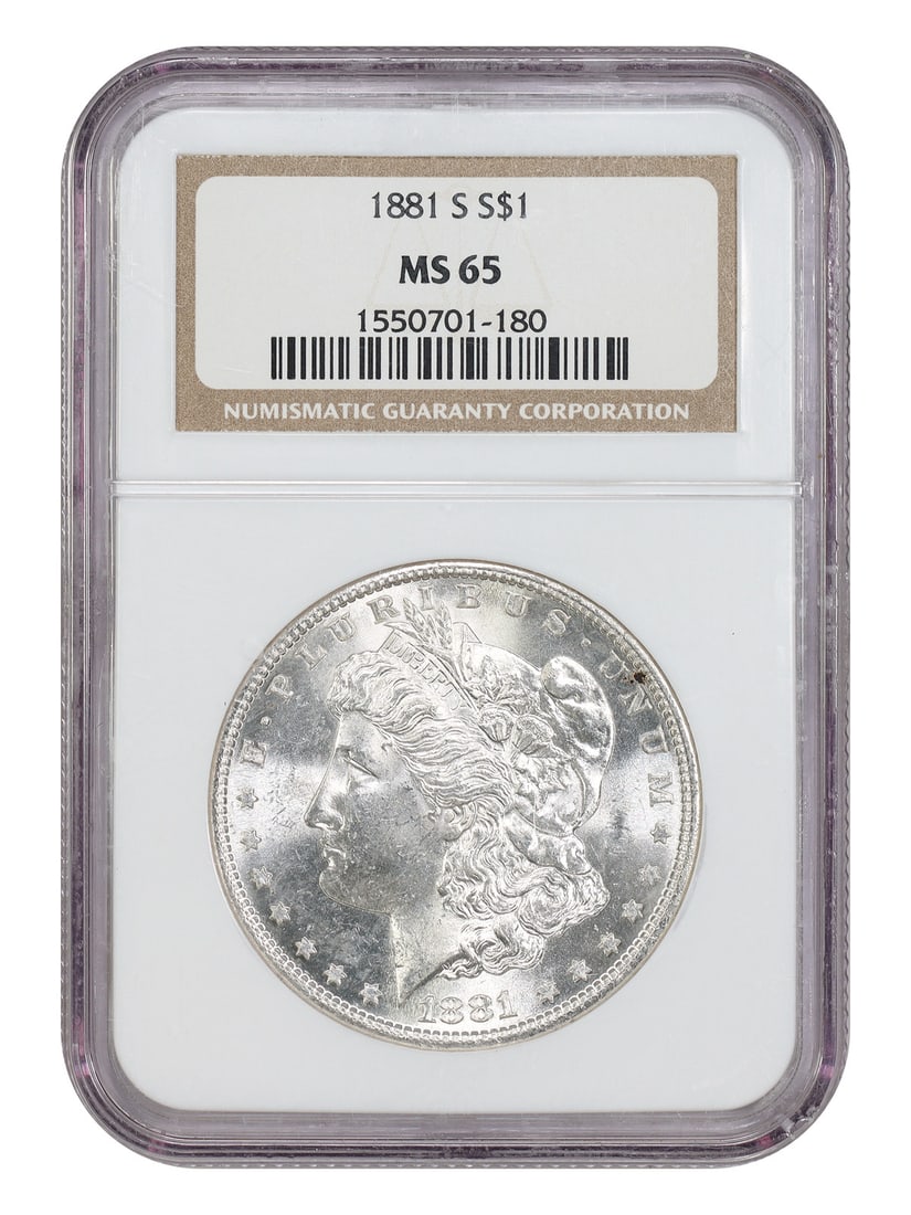 NGC MS65 1881-S Morgan Silver Dollar $1 Uncirculated: NGC MS65 1881-S Morgan Silver Dollar $1 Uncirculated 1881-S Morgan Dollar certified by NGC in MS65 grade. This uncirculated example is a popular collector date, with the original description noting th