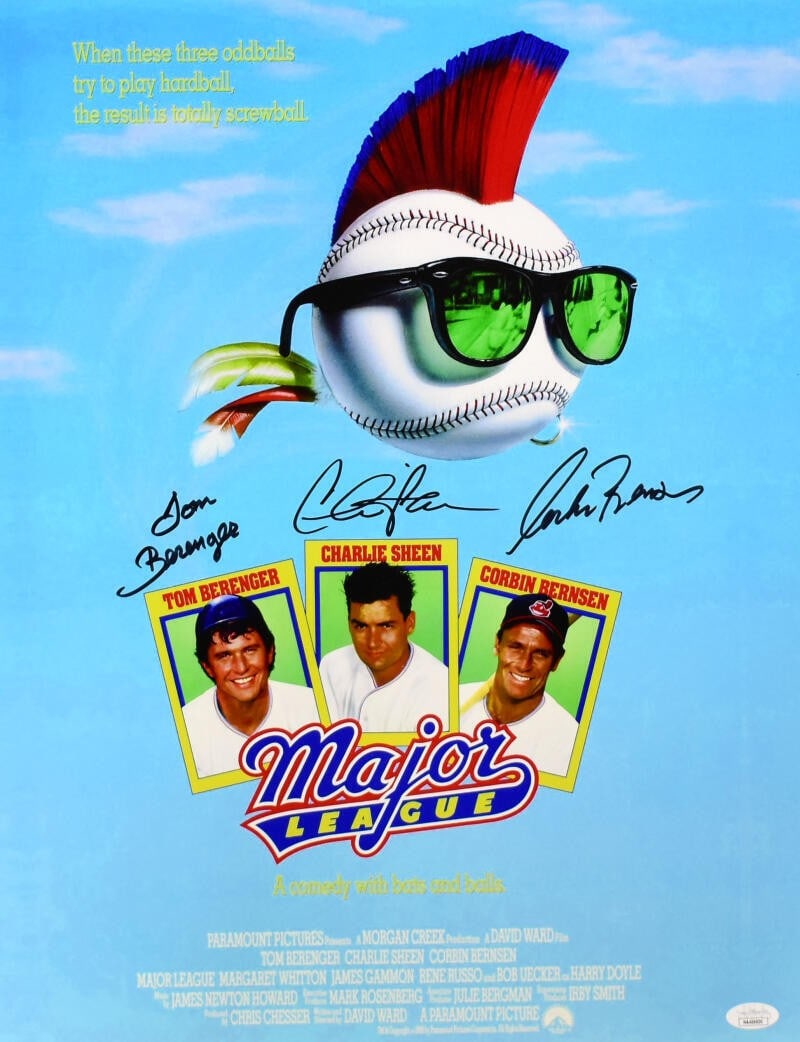 16x20 Major League original photo signed by Charlie Sheen Tom Berenger Corbin Bernsen: 16x20 Major League original photo signed by Charlie Sheen Tom Berenger Corbin Bernsen Original 16x20 photograph from Major League signed by Charlie Sheen, Tom Berenger, and Corbin Bernsen. The piece i