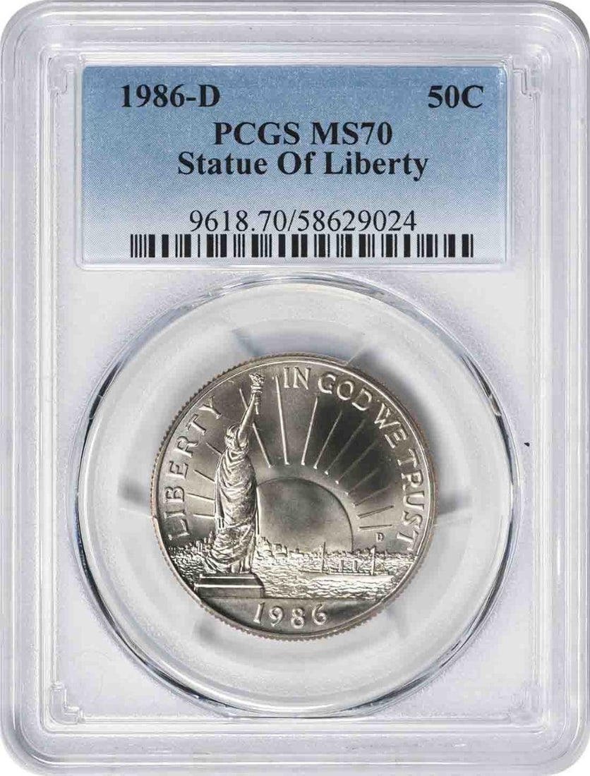 1986-D Statue of Liberty Half Dollar MS70 PCGS 90% Silver Commemorative (1 of 2)