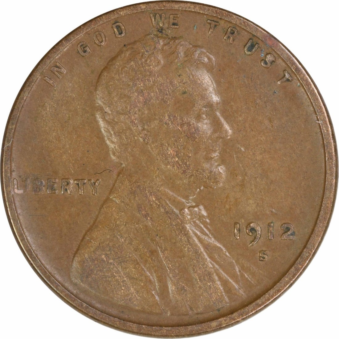 1912 S Lincoln Wheat Small Cent EF Copper Uncertified: 1912 S Lincoln Wheat Small Cent EF Copper Uncertified 1912-S Lincoln Wheat small cent from the United States. This circulated, uncertified coin is graded EF and struck in copper. Pre-owned condition. 
