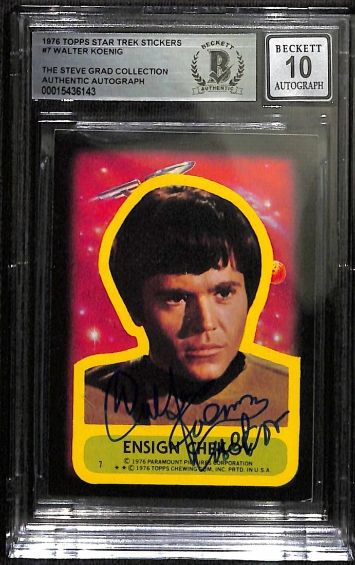 Walter Koenig Signed 1976 Topps Star Trek Stickers #7 Auto 10 Beckett (1 of 1)