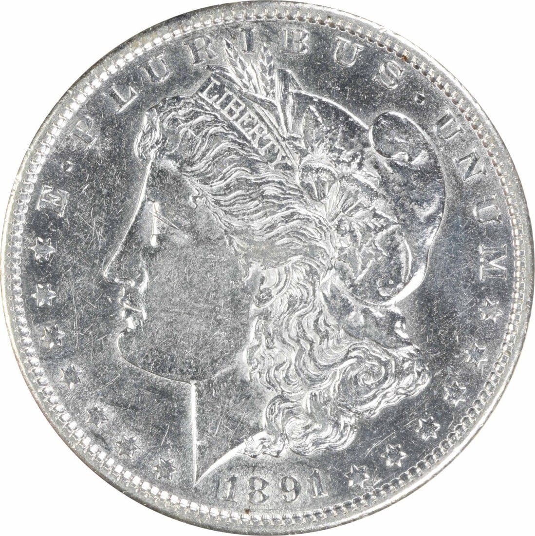 1891 S $1 Morgan Dollar Silver AU Uncertified: 1891 S $1 Morgan Dollar Silver AU Uncertified 1891-S Morgan Silver Dollar in AU grade. This pre-owned, uncertified coin is a circulated example struck in silver. Specifications Item Type: Coin Coin: M
