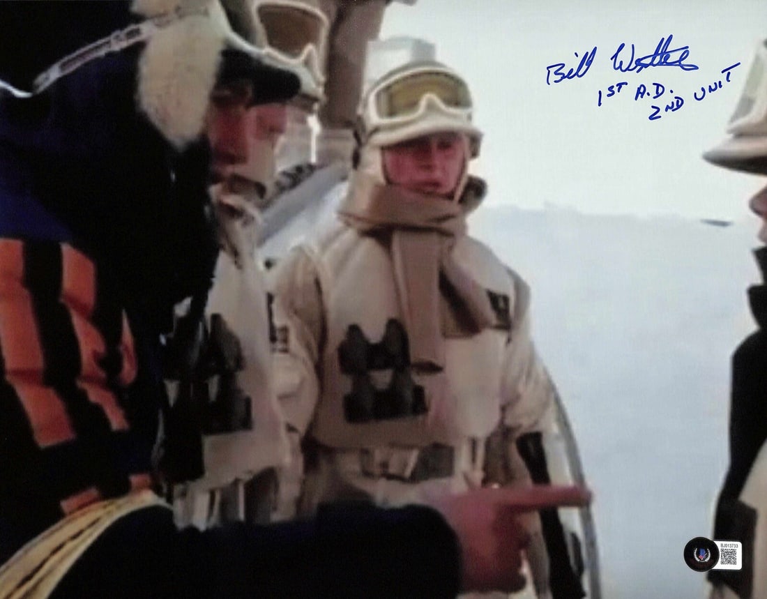 Signed 11x14 Photo Bill Westley Star Wars Empire Strikes Back Beckett Authenticated: Signed 11x14 Photo Bill Westley Star Wars Empire Strikes Back Beckett Authenticated This autographed 11x14 photograph features Bill Westley, the 2nd unit assistant director on Star Wars: The Empire St
