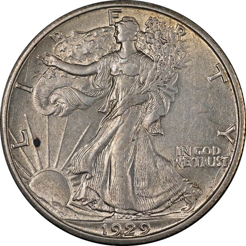 1929-D Walking Liberty Half Dollar Silver Nice AU/BU Eye Appeal: 1929-D Walking Liberty Half Dollar Silver Nice AU/BU Eye Appeal This 1929-D Walking Liberty Half showcases stunning eye appeal, featuring excellent luster and a strong strike. It is graded as Nice AU/