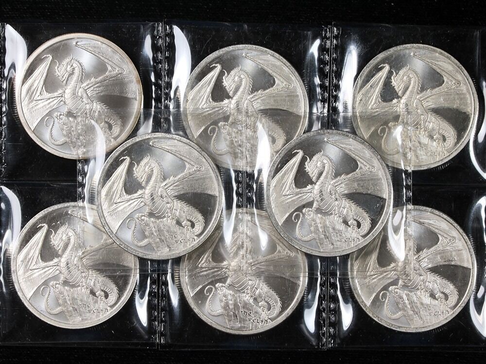 Lot of 8 World of Dragons The Welsh 1 Ounce .999 Silver Rounds (1 of 2)