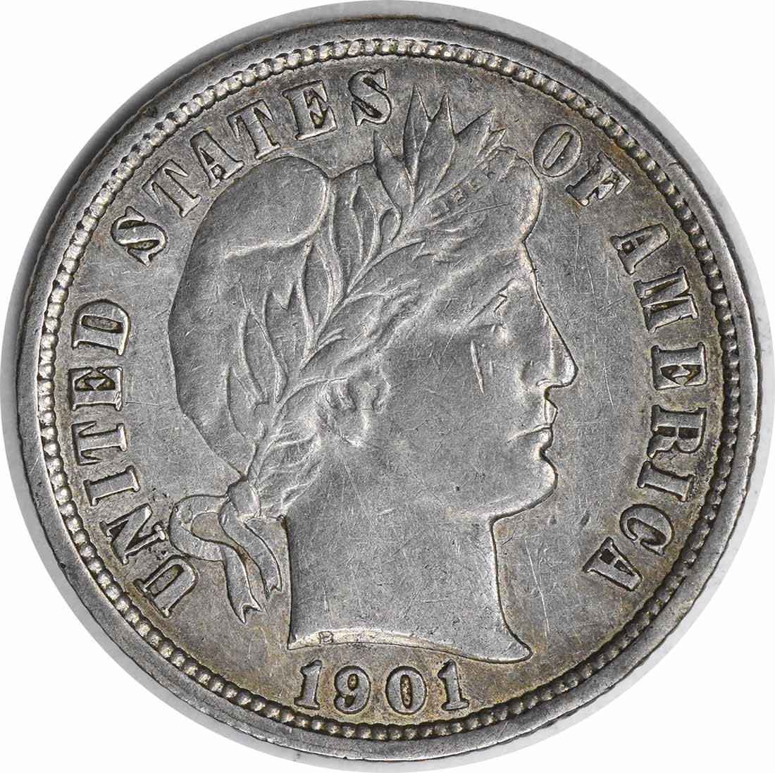 1901-O Barber Silver Dime Horizontal O RPM 1 FS-501 Uncertified: 1901-O Barber Silver Dime Horizontal O RPM 1 FS-501 Uncertified This 1901-O Barber Silver Dime features a distinctive Horizontal O mint mark from the New Orleans Mint. Struck from 90% silver and 10% c
