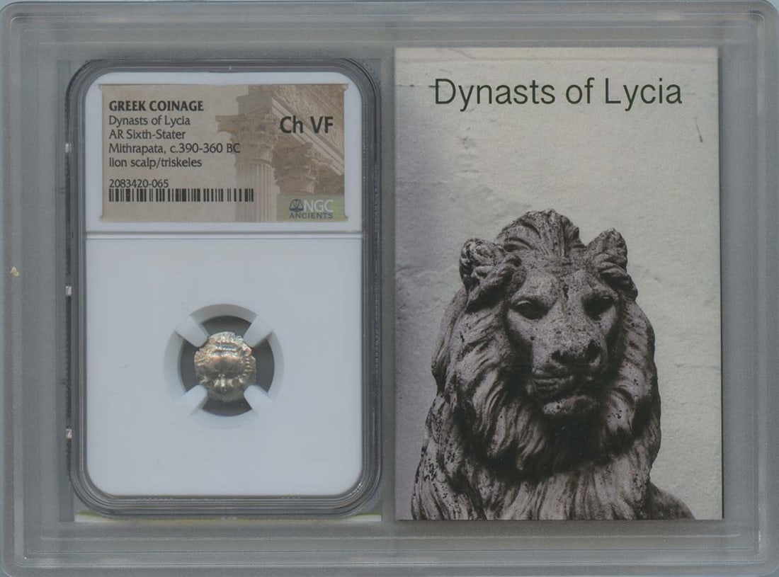 Dynasts of Lycia AR Sixth Stater Certified NGC VF35: Dynasts of Lycia AR Sixth Stater Certified NGC VF35 This ancient coin is a Dynast of Lycia AR Sixth Stater, certified by NGC with a grade of VF35. It showcases intricate details reflective of its hist