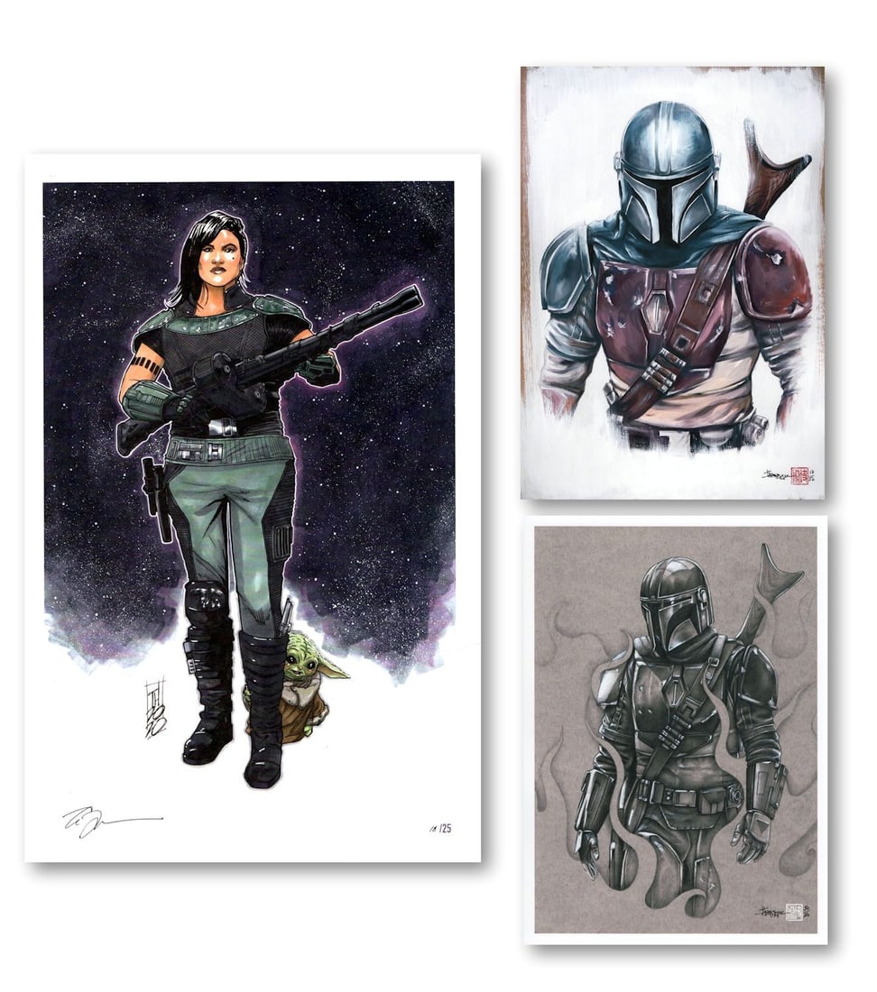 Three Mandalorian Lithograph Prints Signed by Tom Hodges and Thang Nguyen (1 of 1)