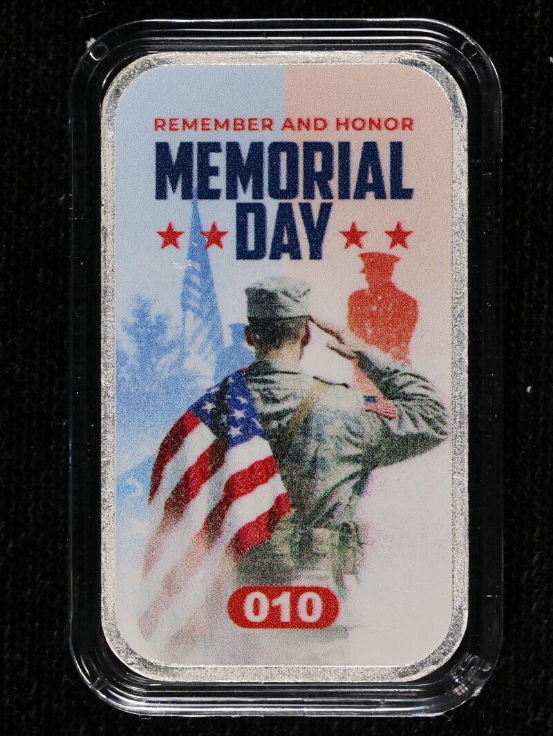 2025 Chromatics 1 Ounce Silver Colorized Memorial Day Bar OGP COA: 2025 Chromatics 1 Ounce Silver Colorized Memorial Day Bar OGP COA This 2025 Chromatics 1 Ounce Silver Memorial Day Colorized Bar features an impressive design with vibrant colors, showcasing strong lu