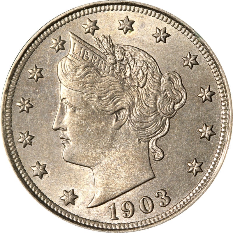1903 United States Liberty Head V Nickel Uncertified: 1903 United States Liberty Head V Nickel Uncertified 1903 Liberty V Nickel from the United States. This pre-owned coin is an uncertified, uncirculated example with nickel composition. Specifications C