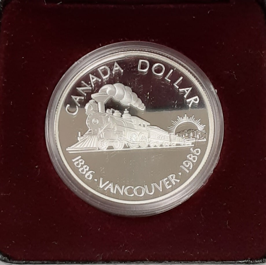 1986 Canada commemorative silver dollar Vancouver display case (1 of 4)
