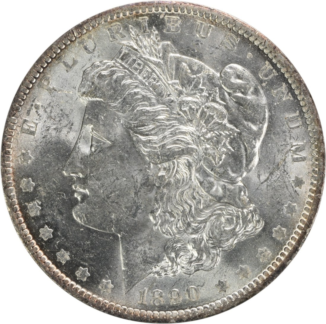 BU 1890 O Morgan Silver Dollar $1 Uncertified: BU 1890 O Morgan Silver Dollar $1 Uncertified 1890-O Morgan Silver Dollar in BU condition and uncertified. This uncirculated silver coin has a $1 denomination and is identified as KM Number 110. Pre-o