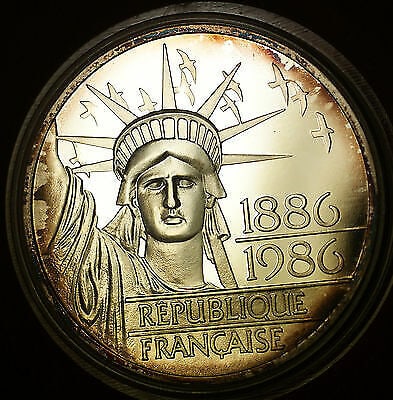 France 1986 Silver 100 Francs Statue of Liberty Proof Coin With COA and OGP: France 1986 Silver 100 Francs Statue of Liberty Proof Coin With COA and OGP This is a 1986 France 100 Francs silver proof coin commemorating the Statue of Liberty Centennial. Issued by the Monnaie de 