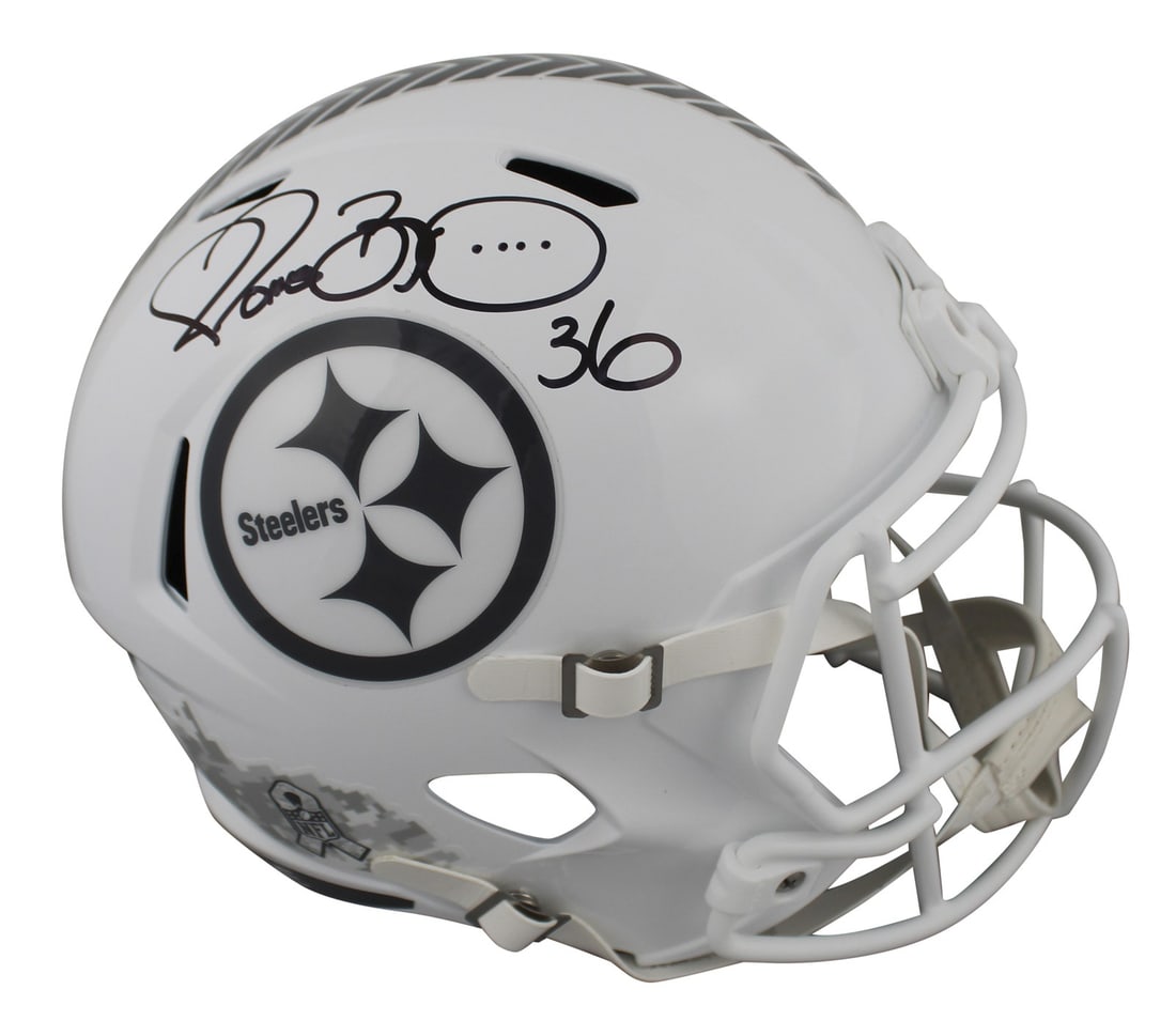 Jerome Bettis Signed Pittsburgh Steelers Salute To Service III Helmet BAS Authenticated: Jerome Bettis Signed Pittsburgh Steelers Salute To Service III Helmet BAS Authenticated This authentic Pittsburgh Steelers full-sized Speed replica helmet has been personally signed by NFL legend Jero