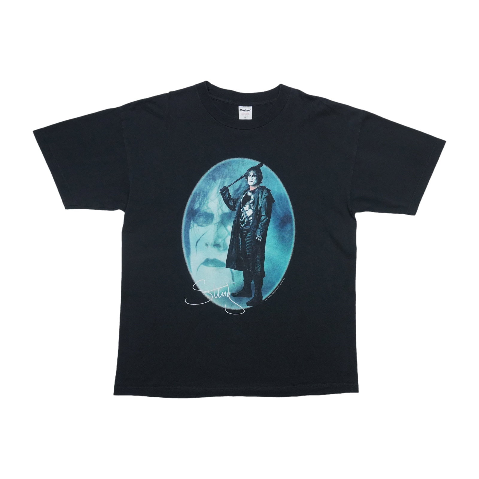 Vintage 1998 WCW Sting black cotton shirt XL: Vintage 1998 WCW Sting black cotton shirt XL This is an original vintage 1998 WCW Sting shirt, not a modern reproduction. The shirt features no back graphics and is made from 100% cotton in black. It 