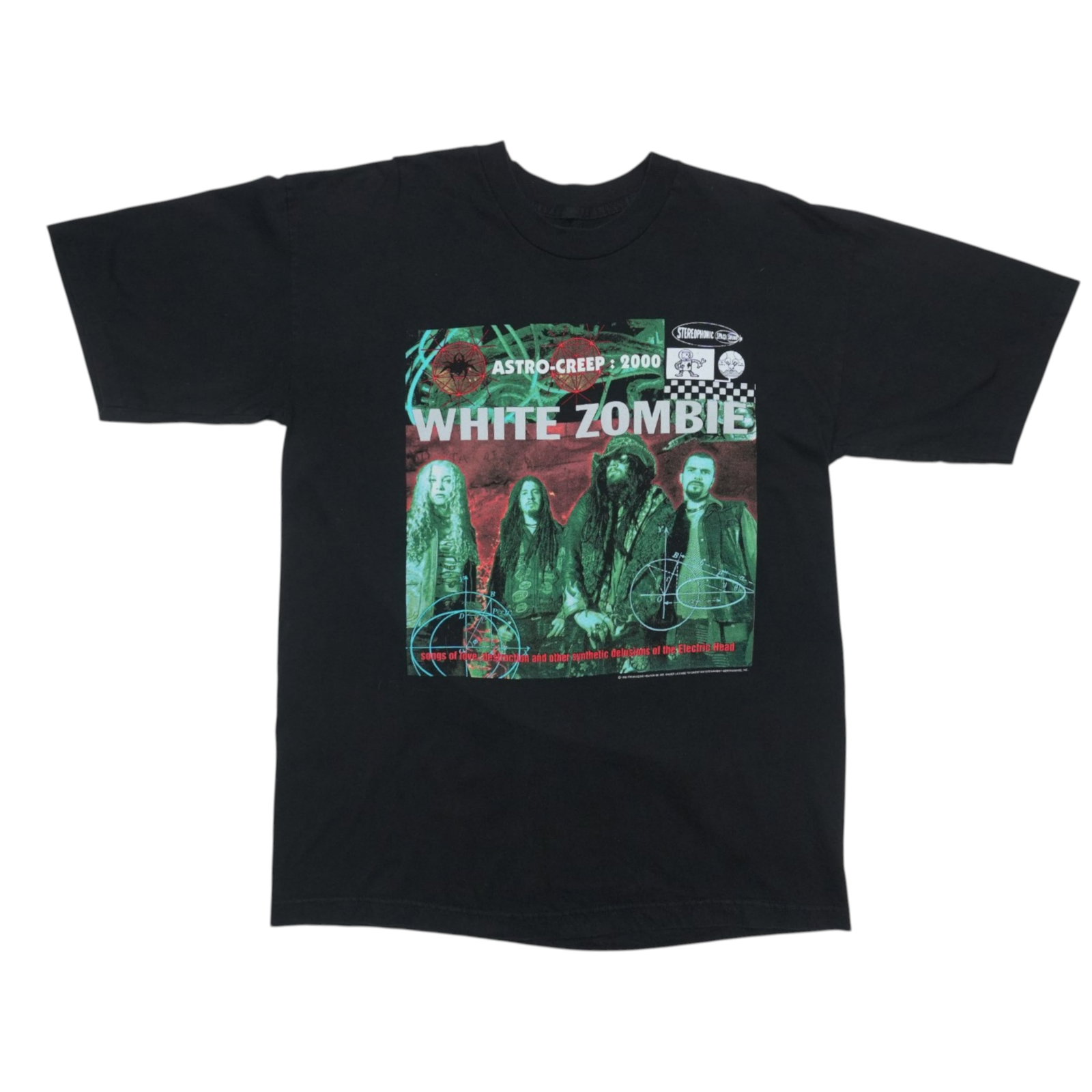Vintage 1995 White Zombie Astro-Creep 2000 Black Cotton Band Shirt: Vintage 1995 White Zombie Astro-Creep 2000 Black Cotton Band Shirt This is an original vintage 1995 White Zombie Astro-Creep: 2000 shirt featuring graphics on both the front and back. The shirt is mad