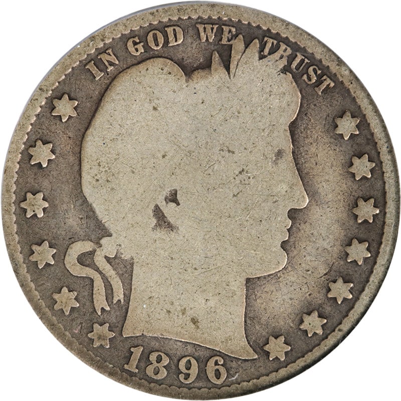 PCGS G04 1896 S Barber Quarter Silver Key Date US Coin: PCGS G04 1896 S Barber Quarter Silver Key Date US Coin Original 1896-S Barber Quarter with PCGS G04 grade. This circulated key date coin is noted for nice eye appeal, nice strike, great color, and gre