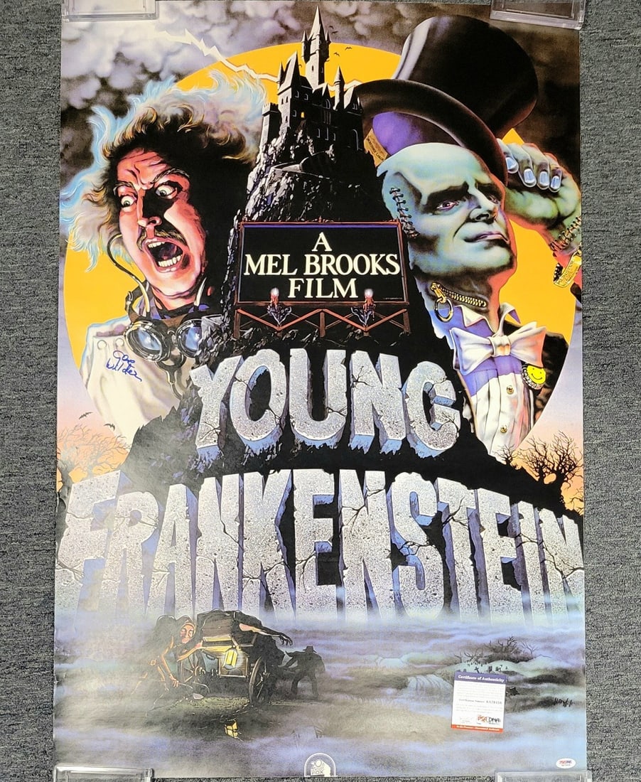 Gene Wilder Signed Young Frankenstein 27x40 Poster PSA/DNA COA: Gene Wilder Signed Young Frankenstein 27x40 Poster PSA/DNA COA This original movie poster of 'Young Frankenstein' is a must-have for fans of the classic film. Measuring 27x40 inches, it features the i