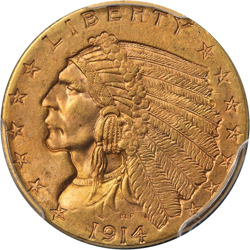1914 P $2.50 Indian Gold Coin PCGS MS65 (1 of 4)