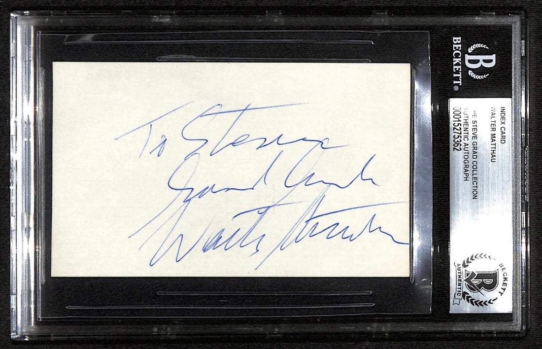 Walter Matthau Signed 3x5 Card as Coach Morris Buttermaker Beckett Authenticated (1 of 1)