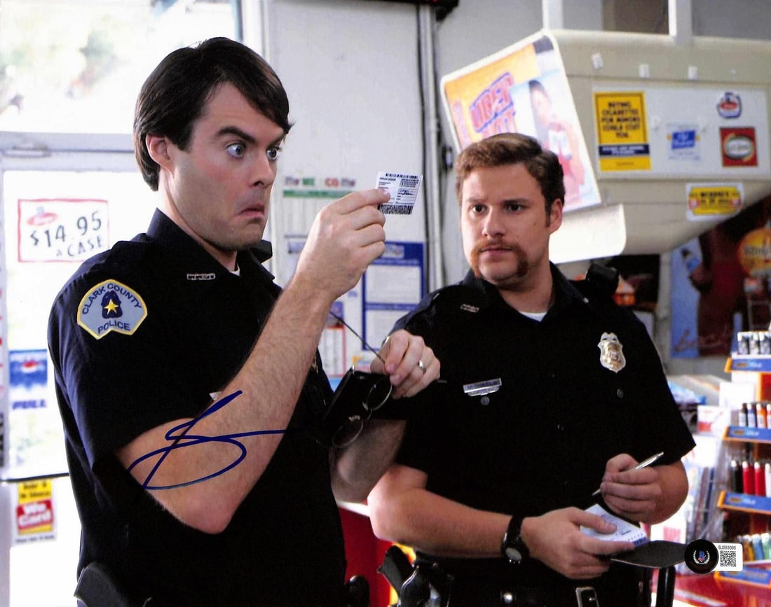 Beckett Certified Seth Rogen Superbad Officer Michaels 11x14 Photo: Beckett Certified Seth Rogen Superbad Officer Michaels 11x14 Photo This 11x14 photograph features Seth Rogen as Officer Michaels from the comedy film Superbad. The photo is hand-signed by Seth Rogen a