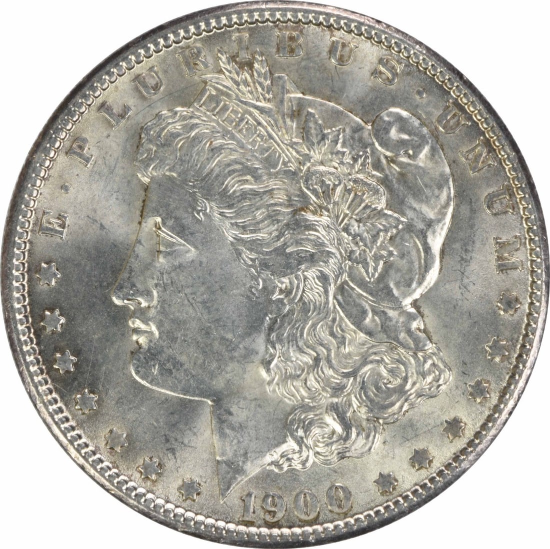 Choice BU 1900 Silver Morgan Dollar Uncirculated Uncertified Coin: Choice BU 1900 Silver Morgan Dollar Uncirculated Uncertified Coin This is a 1900 Morgan Silver Dollar from the United States, featuring a Choice Brilliant Uncirculated (BU) grade. The coin is uncertif