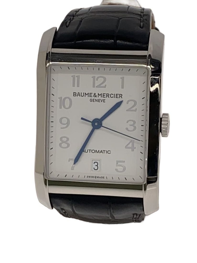 Baume Mercier Hampton Swiss Mens Wristwatch: Baume Mercier Hampton Swiss Mens Wristwatch This Baume & Mercier Hampton men's wristwatch is a Swiss-made timepiece designed for style and precision. It features a rectangular case with slight signs o