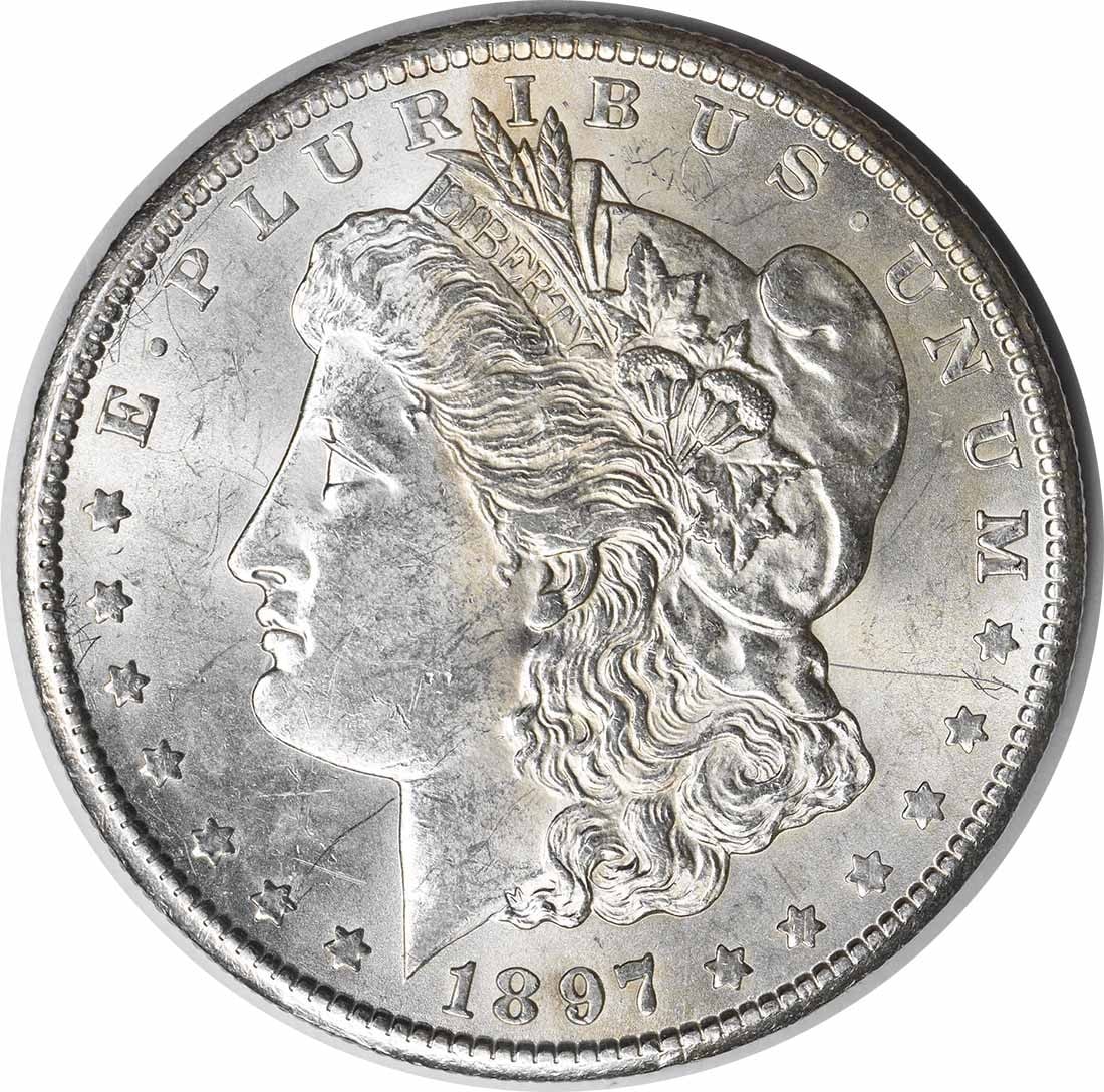 Choice BU 1897-S Silver Morgan Dollar Uncirculated Uncertified: Choice BU 1897-S Silver Morgan Dollar Uncirculated Uncertified This 1897-S Morgan Silver Dollar is an uncirculated coin graded as Choice Brilliant Uncirculated (BU). Composed of silver, it was minted 