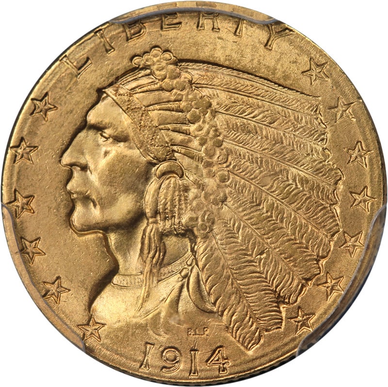 1914 D $2.50 Indian Gold Coin PCGS MS65 Uncirculated: 1914 D $2.50 Indian Gold Coin PCGS MS65 Uncirculated A 1914-D Indian Gold $2.50 coin certified by PCGS and graded MS65. This uncirculated pre-owned example is described as wonderfully original, with s