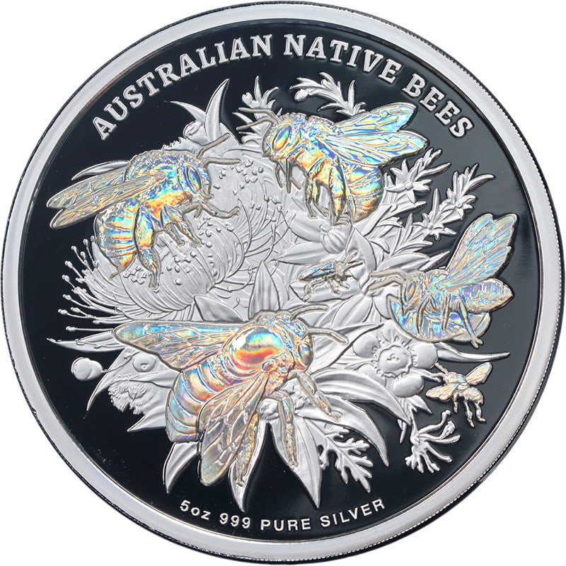 2026 Australia $10 5 Ounce .999 Silver Native Bees Coin OGP COA: 2026 Australia $10 5 Ounce .999 Silver Native Bees Coin OGP COA Original 2026 Australia 5 Ounce Silver $10 Native Bees special release hologram coin. This uncirculated silver coin comes with OGP and C