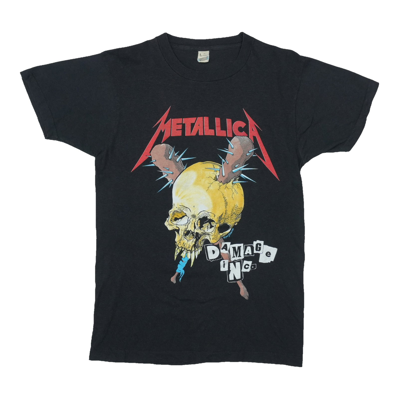 Vintage 1986 Metallica Damage Inc Black Cotton Tour T Shirt: Vintage 1986 Metallica Damage Inc Black Cotton Tour T Shirt Original vintage 1986 Metallica Damage Inc Tour Shirt. This true vintage shirt is not a modern reproduction and features front and back grap