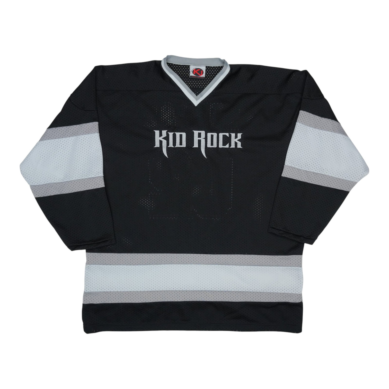 Vintage 2002 Kid Rock Bad Ass Black Hockey Jersey XXL: Vintage 2002 Kid Rock Bad Ass Black Hockey Jersey XXL This is an original vintage 2002 Kid Rock Bad Ass Hockey Jersey, featuring front and back graphics. The jersey is made from 100% polyester and com
