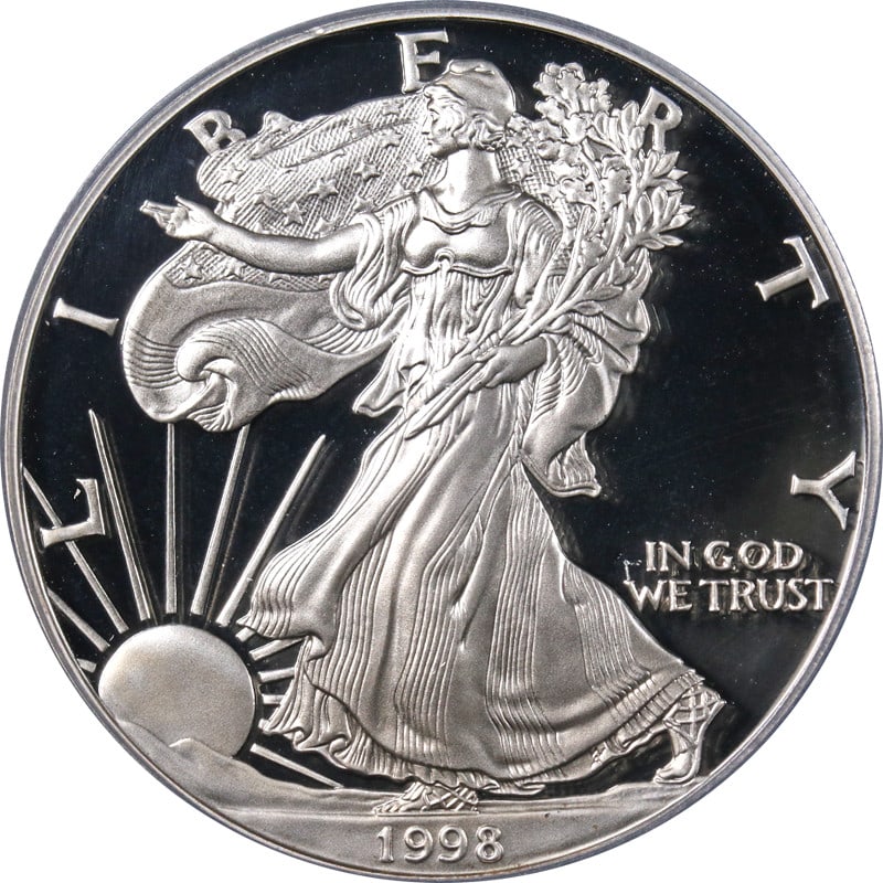1998-P Silver American Eagle $1 PCGS PR69 DCAM Edmund Moy Signed Coin (1 of 4)