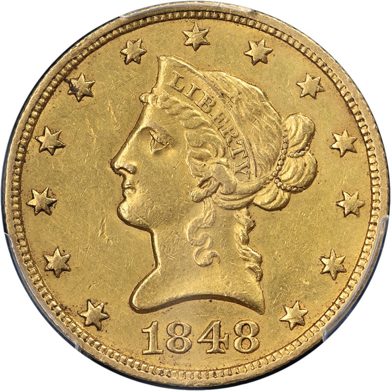 PCGS AU Details 1848-O $10 Liberty Gold Eagle Key Date Coin: PCGS AU Details 1848-O $10 Liberty Gold Eagle Key Date Coin This 1848-O Liberty Gold $10 coin is certified by PCGS with AU Details grade. It features the Liberty design and was minted in New Orleans. 