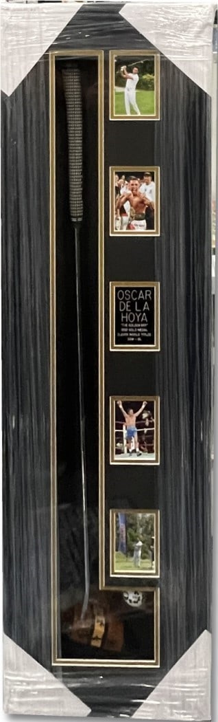 Oscar De La Hoya Signed Framed Golf Club JSA Authenticated: Oscar De La Hoya Signed Framed Golf Club JSA Authenticated This is a framed golf club autographed by the legendary world champion boxer Oscar De La Hoya. The item features an authentic signature verif
