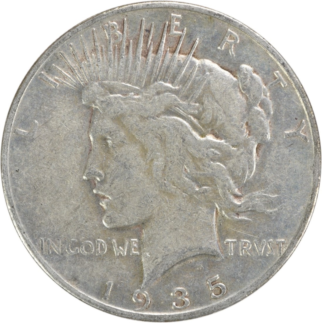 United States 1935 S Peace $1 Silver Coin VF Uncertified: United States 1935 S Peace $1 Silver Coin VF Uncertified 1935-S Peace silver dollar in VF grade. This circulated, pre-owned coin is uncertified and struck in silver. Specifications Coin: Peace Dollar 
