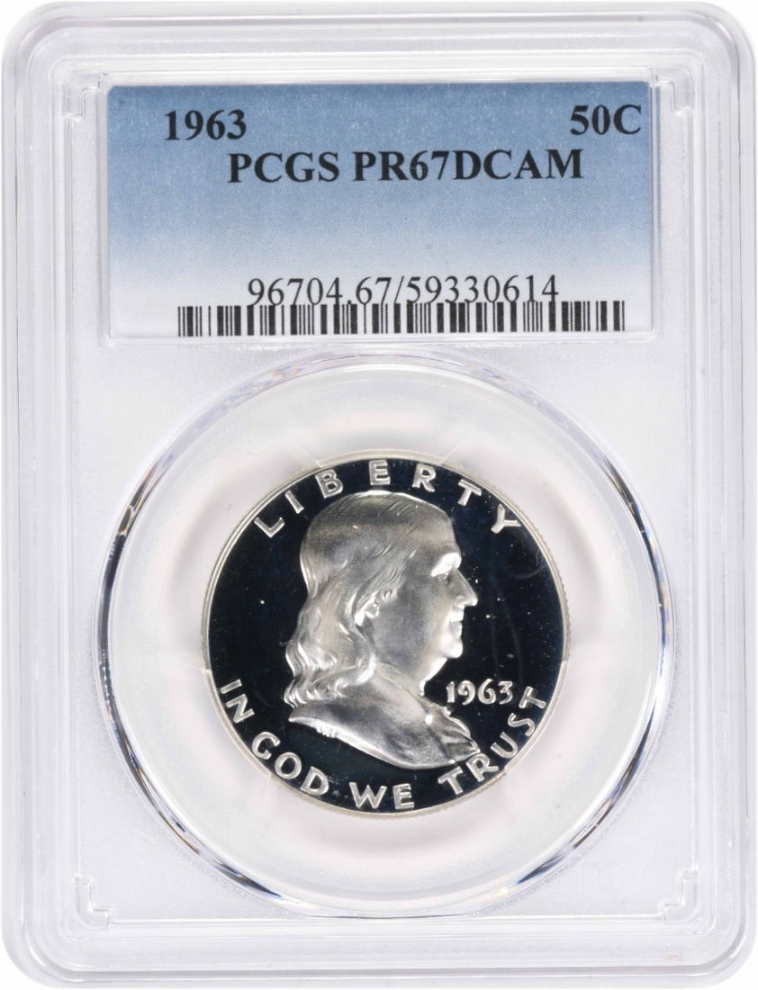 PCGS PR67DCAM 1963 Franklin 50C Silver Proof Half Dollar (1 of 2)