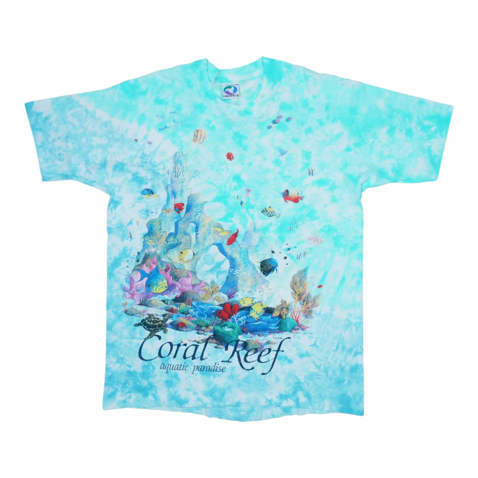 Vintage 1992 Tie Dye Coral Reef Aquatic Paradise Shirt by Liquid Blue (1 of 5)