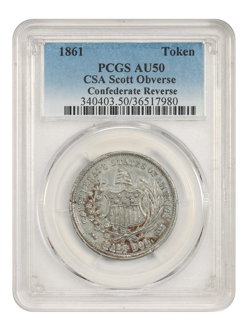 1861 Confederate States 50C Token PCGS AU50 Scott Obverse (1 of 4)