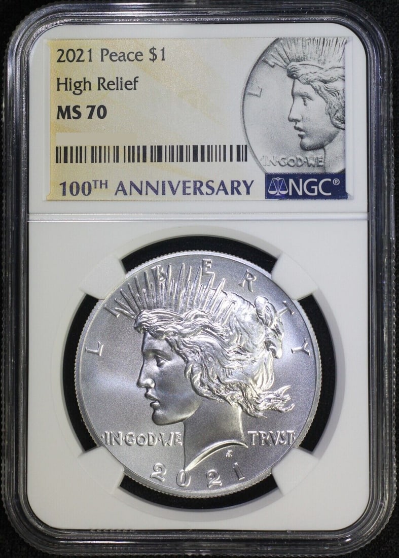 2021 NGC MS70 Peace Silver Dollar Tough to Find Coin: 2021 NGC MS70 Peace Silver Dollar Tough to Find Coin This 2021 Peace Silver Dollar is a stunning addition for any coin collector. Graded MS 70 by NGC, this coin exemplifies exceptional quality and is 