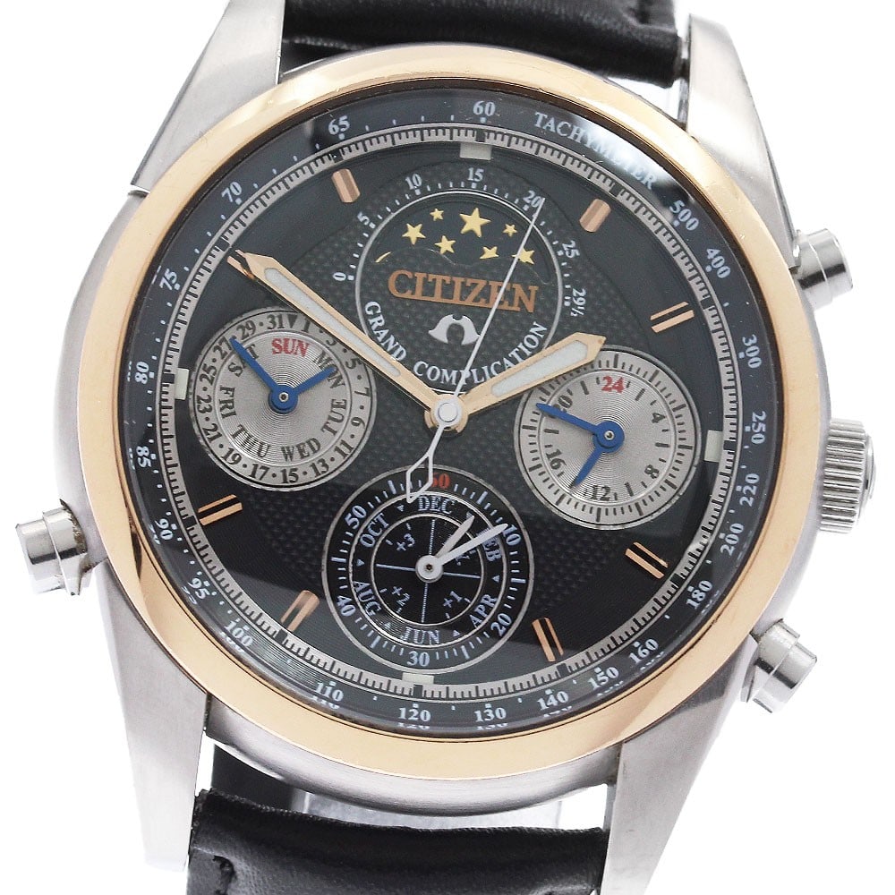 Citizen Campanola Grand Complication Mens Quartz Watch Ref 6770-T006191 CTU57-0921: Citizen Campanola Grand Complication Mens Quartz Watch Ref 6770-T006191 CTU57-0921 Pre-owned Citizen Campanola Grand Complication men's wristwatch with a black dial and quartz movement. This limited e