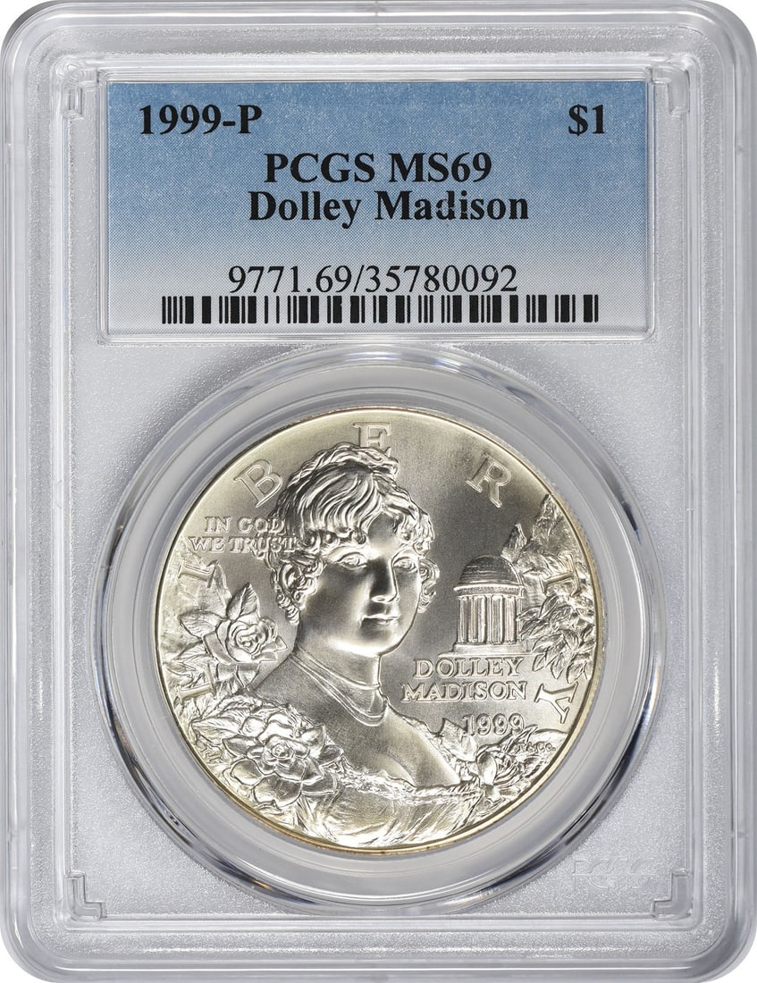 PCGS MS69 1999-P Dolley Madison Silver Commemorative Dollar (1 of 2)
